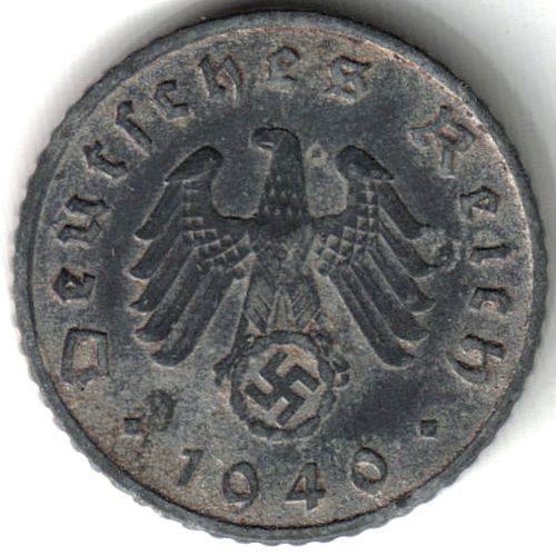 5 Reichs pfennig 1940 A rub